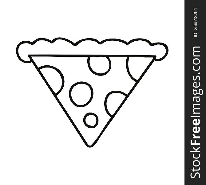 Quirky Line Drawing Cartoon Slice Of Pizza