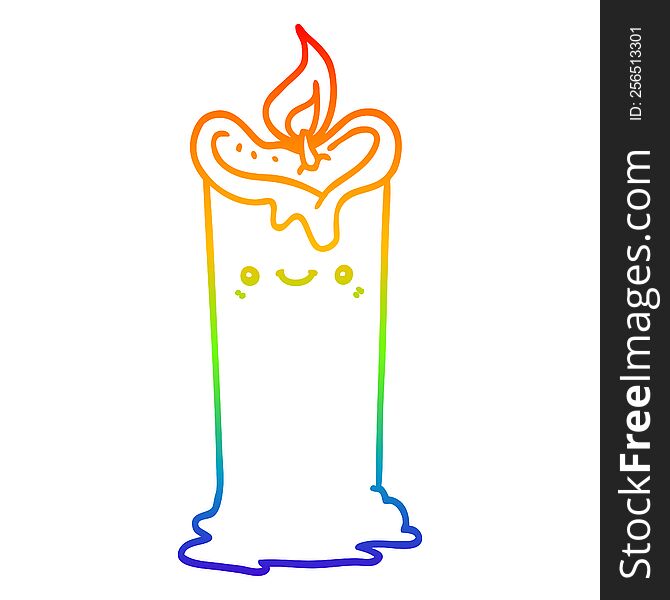 Rainbow Gradient Line Drawing Cartoon Candle