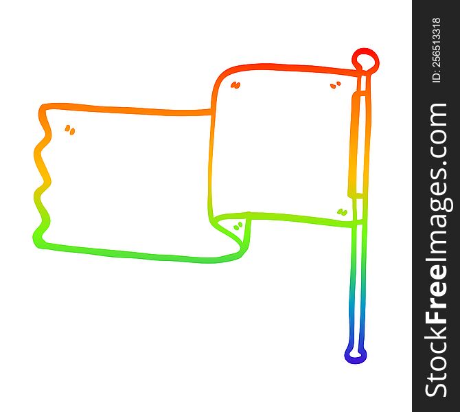 rainbow gradient line drawing of a cartoon red flag