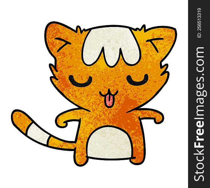 textured cartoon illustration of a kawaii cute cat. textured cartoon illustration of a kawaii cute cat