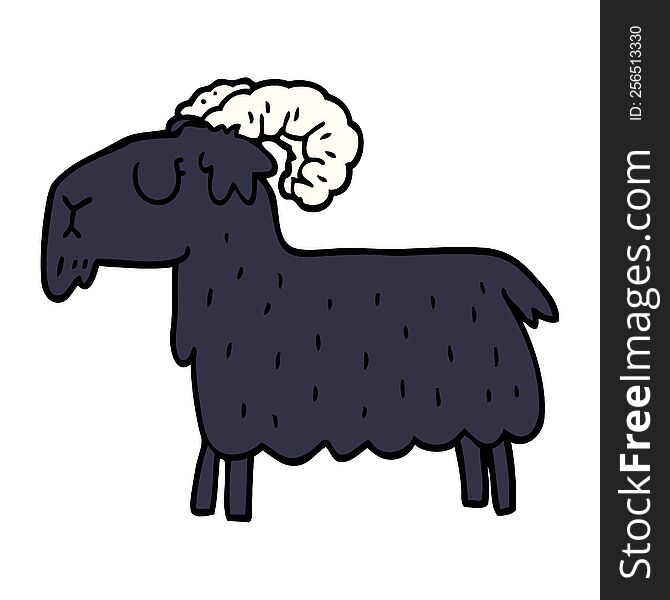 cartoon doodle black goat