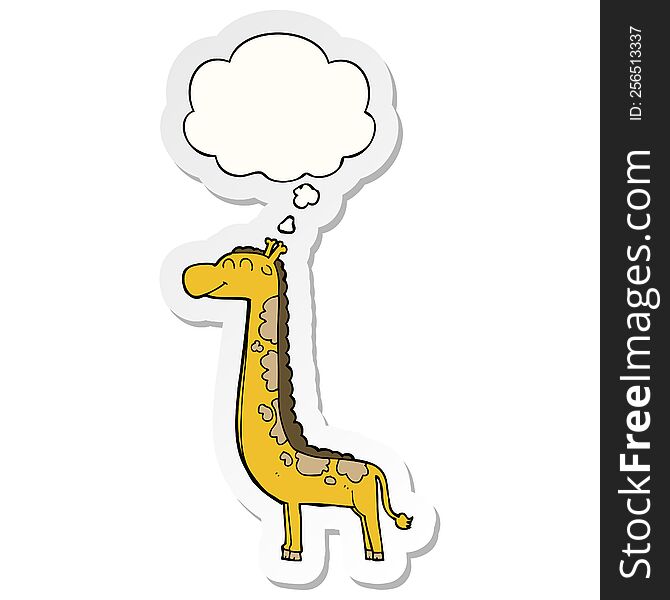 cartoon giraffe with thought bubble as a printed sticker