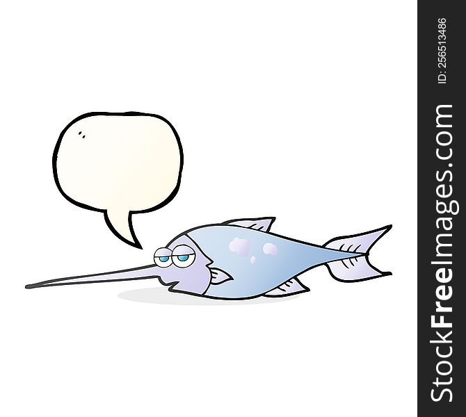 freehand drawn speech bubble cartoon swordfish