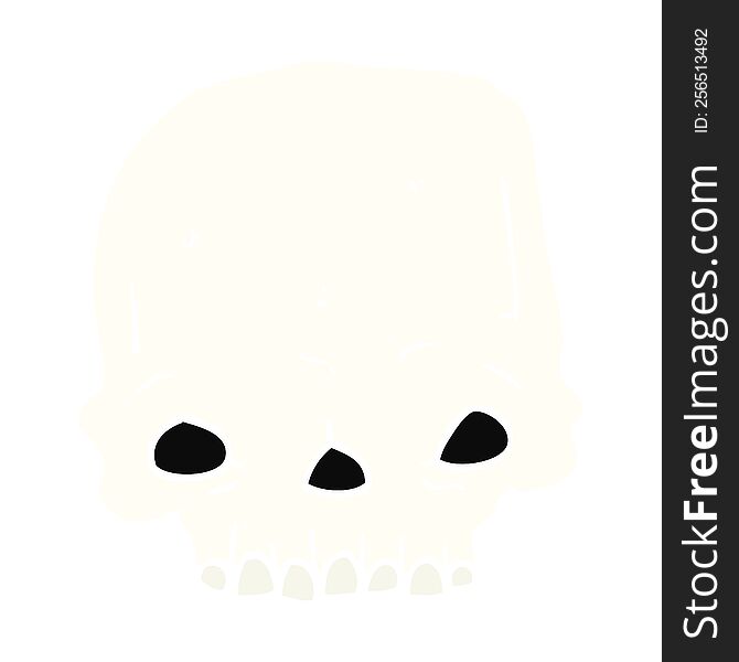 flat color style cartoon spooky skull