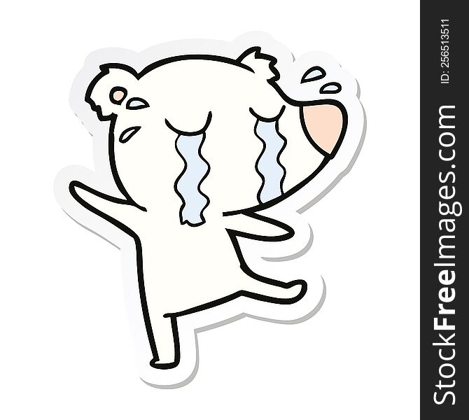 Sticker Of A Cartoon Crying Polar Bear