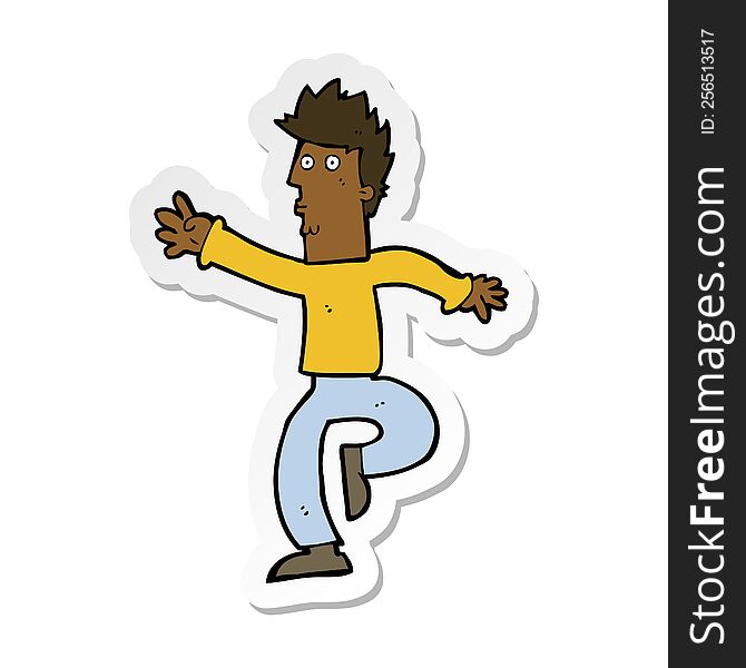 sticker of a cartoon urgent man