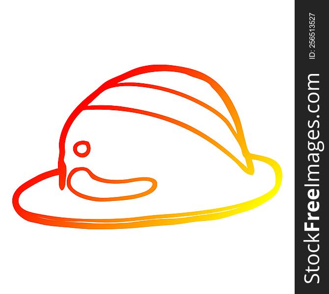 warm gradient line drawing of a cartoon bowler hat