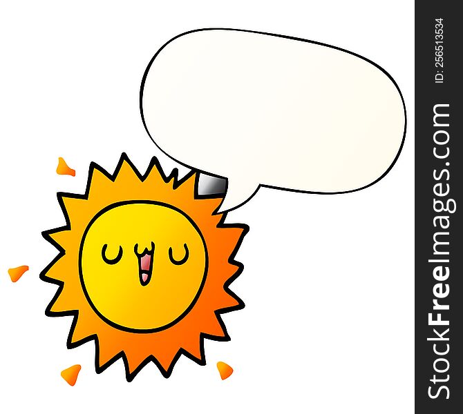 cartoon sun with speech bubble in smooth gradient style