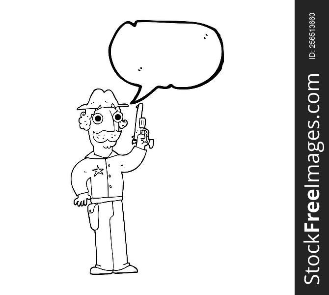 freehand drawn speech bubble cartoon sheriff