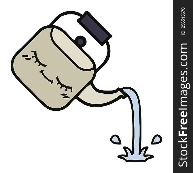 cute cartoon of a pouring kettle. cute cartoon of a pouring kettle