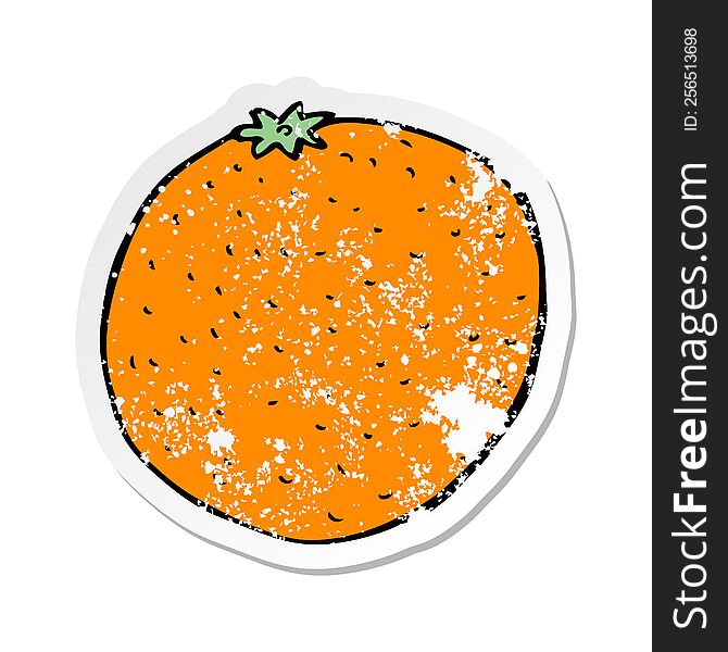 retro distressed sticker of a cartoon orange