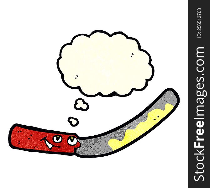 Cartoon Butter Knife With Thought Bubble