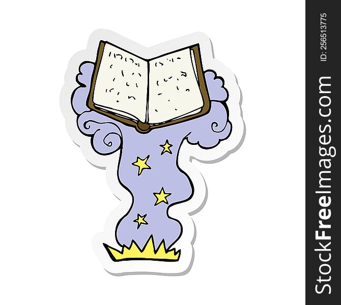 sticker of a cartoon magic spell book
