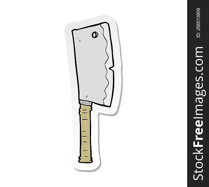 Sticker Of A Cartoon Meat Cleaver