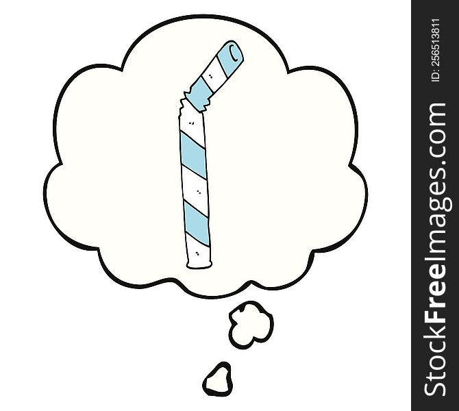 cartoon straw with thought bubble. cartoon straw with thought bubble