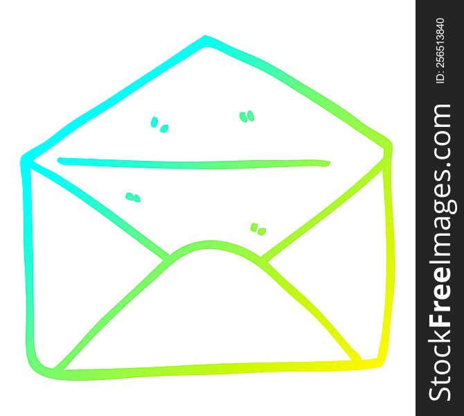 cold gradient line drawing of a cartoon envelope