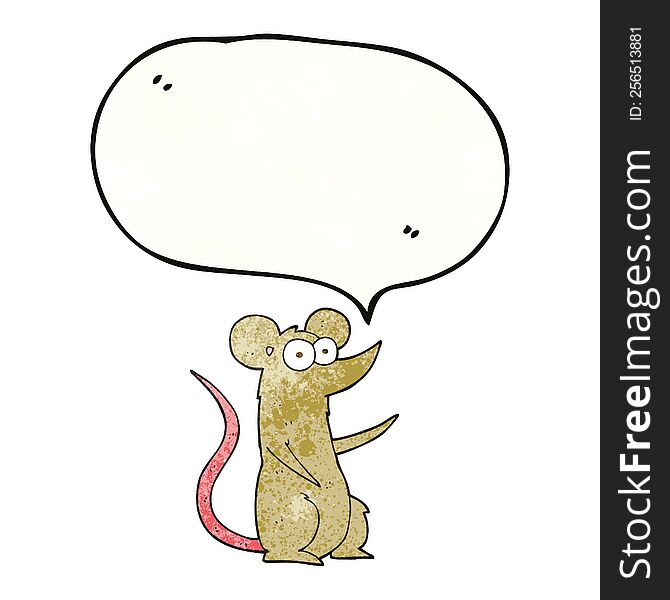 freehand drawn texture speech bubble cartoon mouse in love