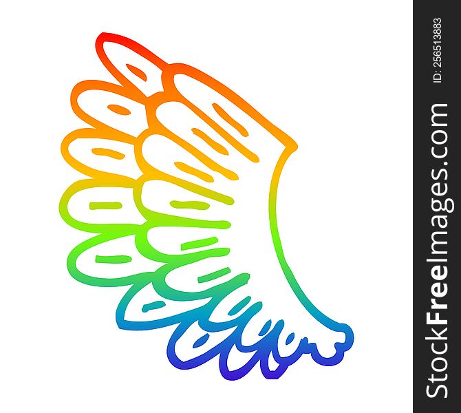 rainbow gradient line drawing of a cartoon wings