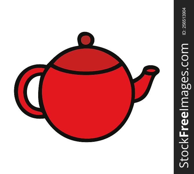 cute cartoon of a red tea pot. cute cartoon of a red tea pot