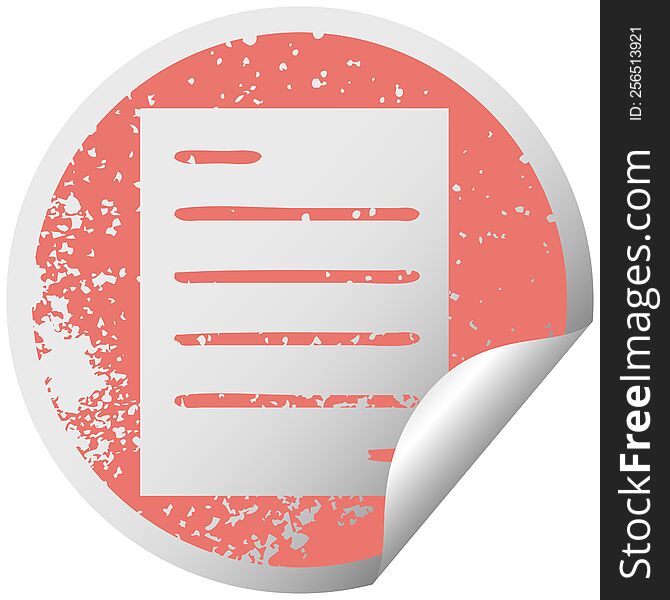 Distressed Circular Peeling Sticker Symbol Sheet Of Paper