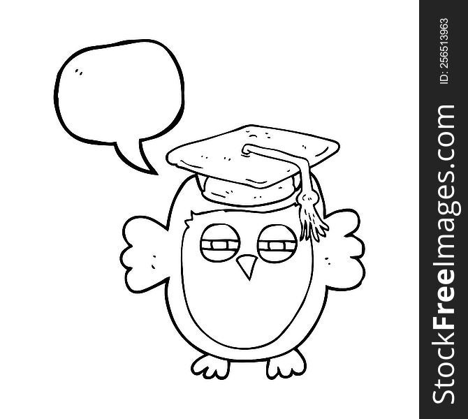 Speech Bubble Cartoon Clever Owl