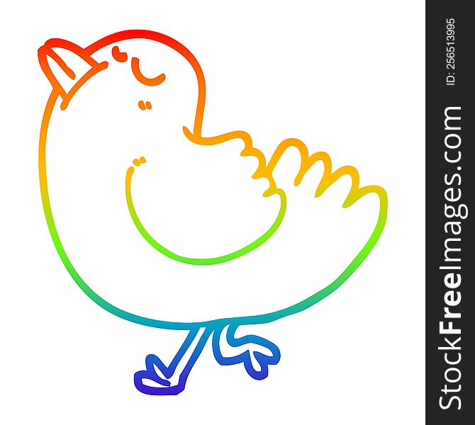 Rainbow Gradient Line Drawing Cartoon Arrogant Bird