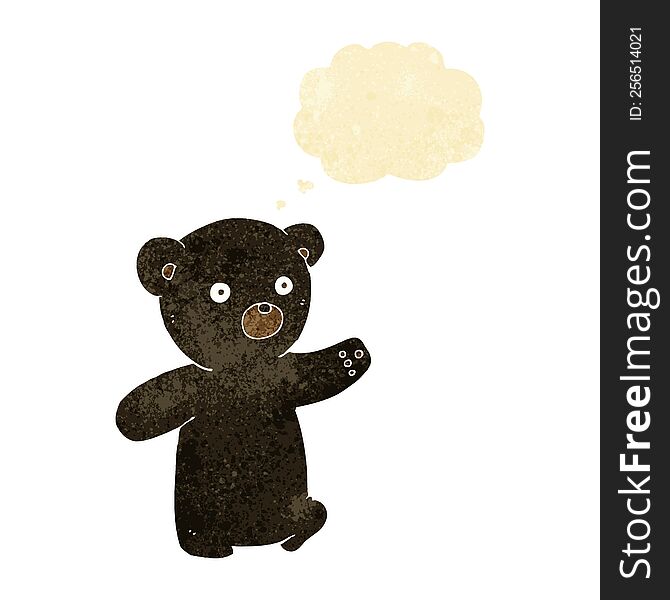 cartoon black bear cub with thought bubble