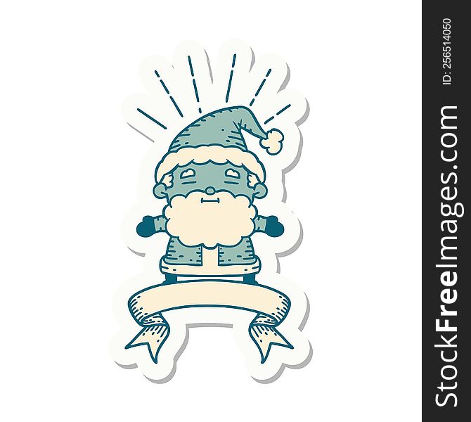 sticker of tattoo style santa claus christmas character