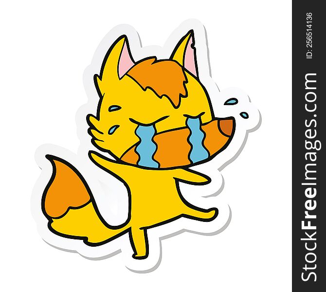 Sticker Of A Cartoon Sasd Little Fox