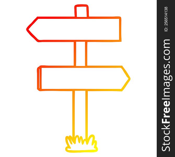 warm gradient line drawing of a cartoon sign post