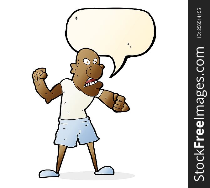 Cartoon Violent Man With Speech Bubble