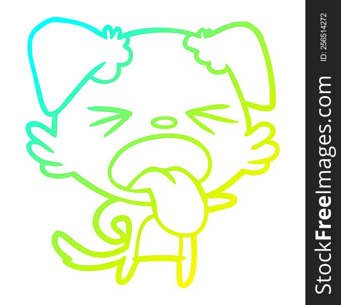cold gradient line drawing of a cartoon disgusted dog
