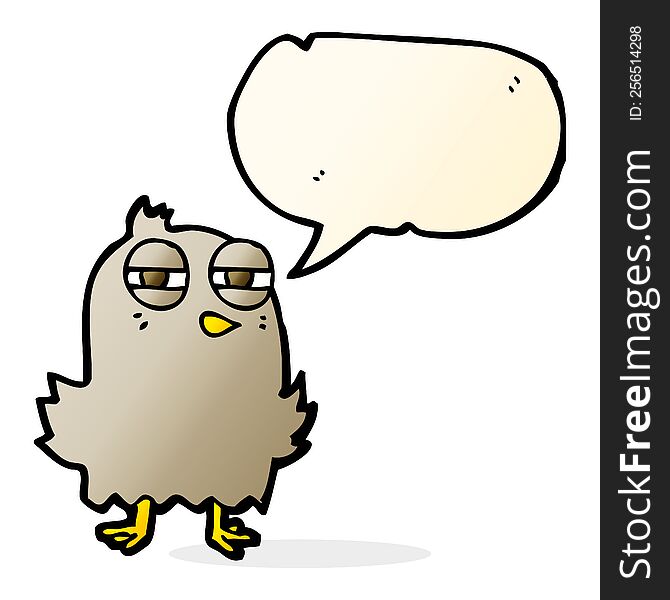 Funny Cartoon Bird With Speech Bubble