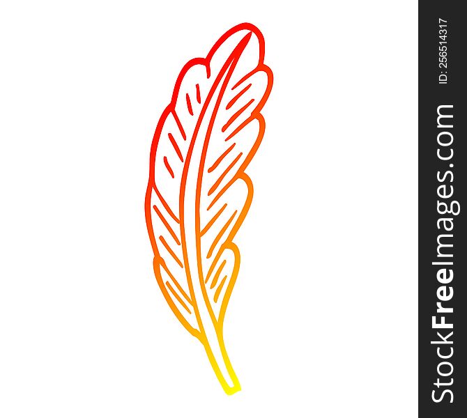 warm gradient line drawing of a cartoon white feather