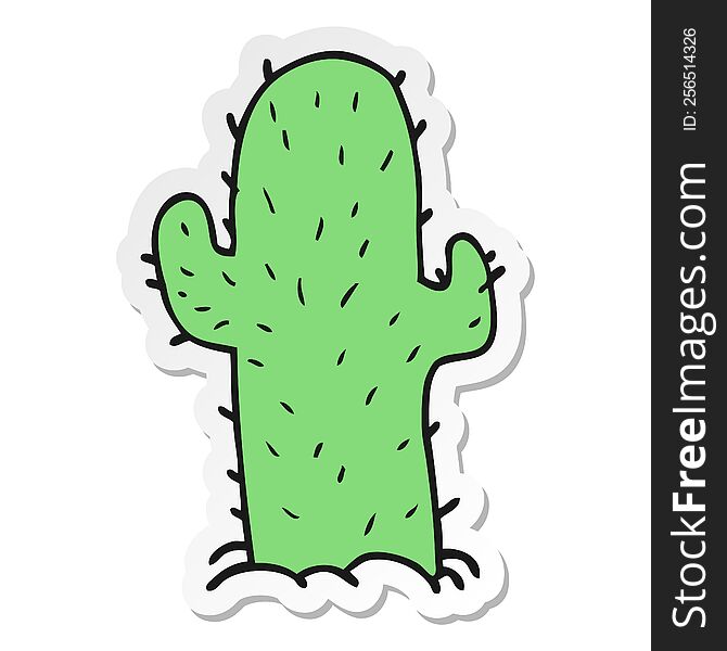 sticker of a cartoon cactus