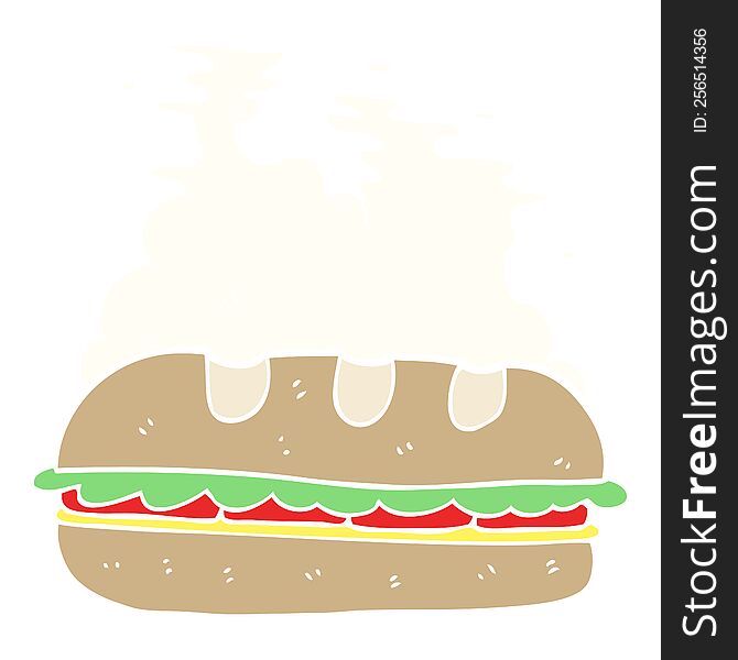 flat color illustration of a cartoon huge sandwich