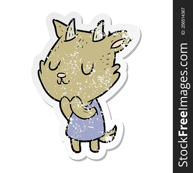 distressed sticker of a cartoon goat