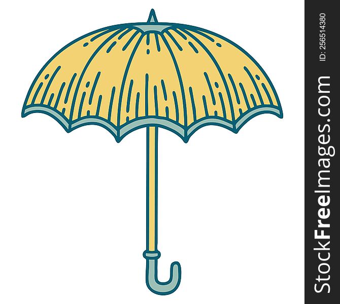 iconic tattoo style image of an umbrella. iconic tattoo style image of an umbrella