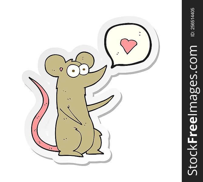 sticker of a cartoon mouse in love