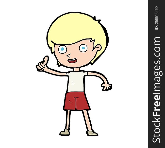 cartoon boy giving thumbs up symbol