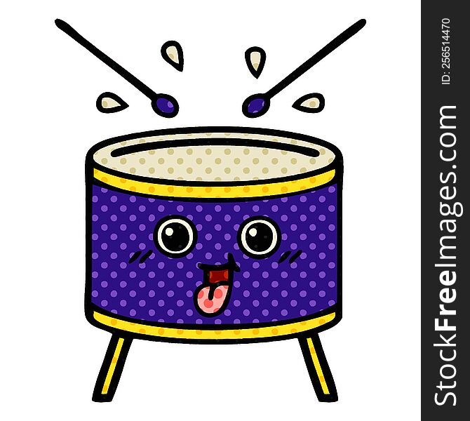 Comic Book Style Cartoon Drum