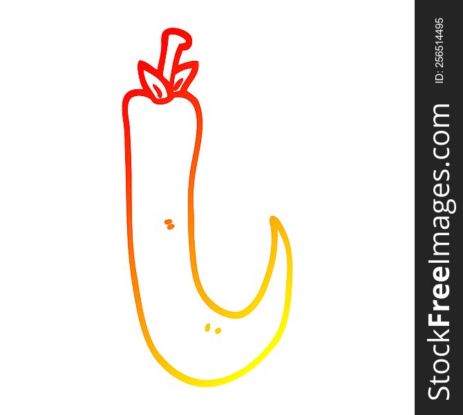 warm gradient line drawing of a cartoon red hot chilli pepper
