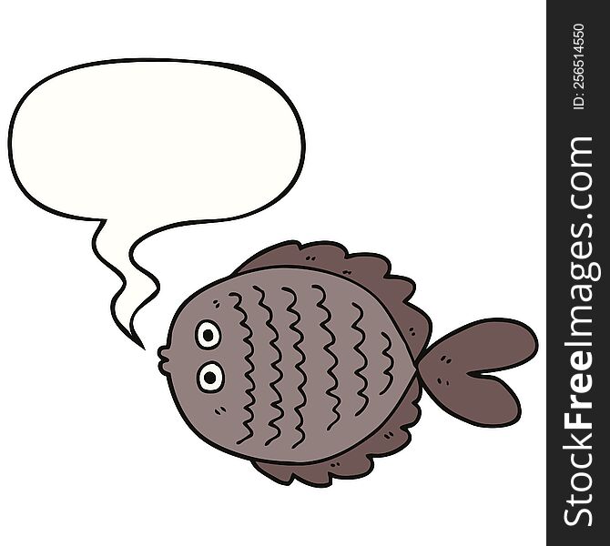 cartoon flat fish with speech bubble. cartoon flat fish with speech bubble