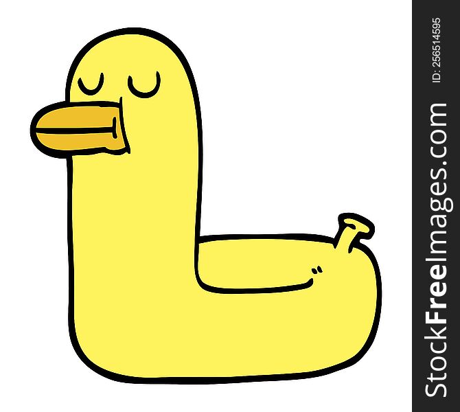 hand drawn doodle style cartoon yellow ring duck
