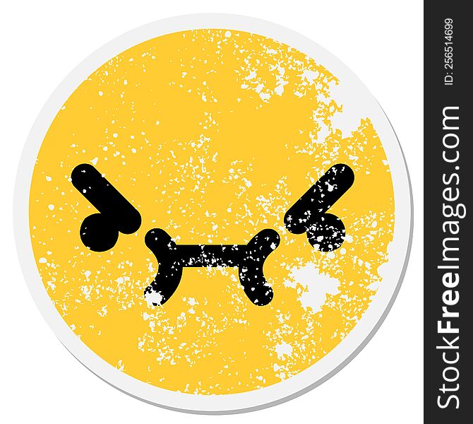 mean angry face circular sticker