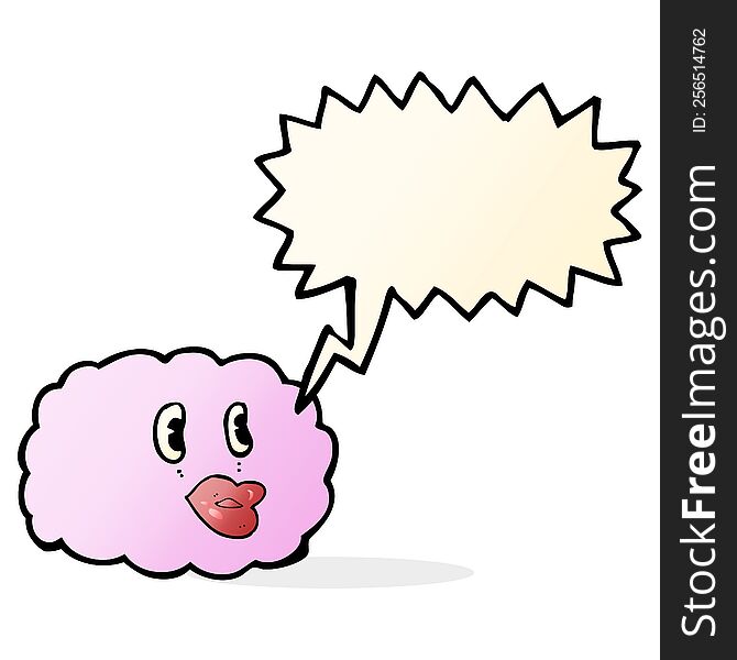 Cartoon Cloud Symbol With Speech Bubble