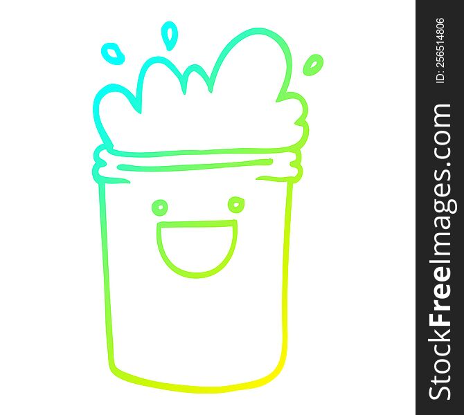 cold gradient line drawing of a cartoon happy drinks