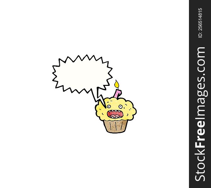 Shouting Cupcake Cartoon