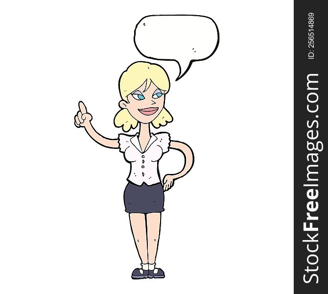 Cartoon Woman With Great Idea With Speech Bubble