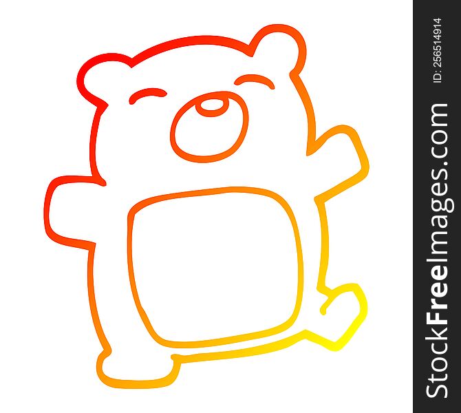 warm gradient line drawing of a cartoon teddy bear